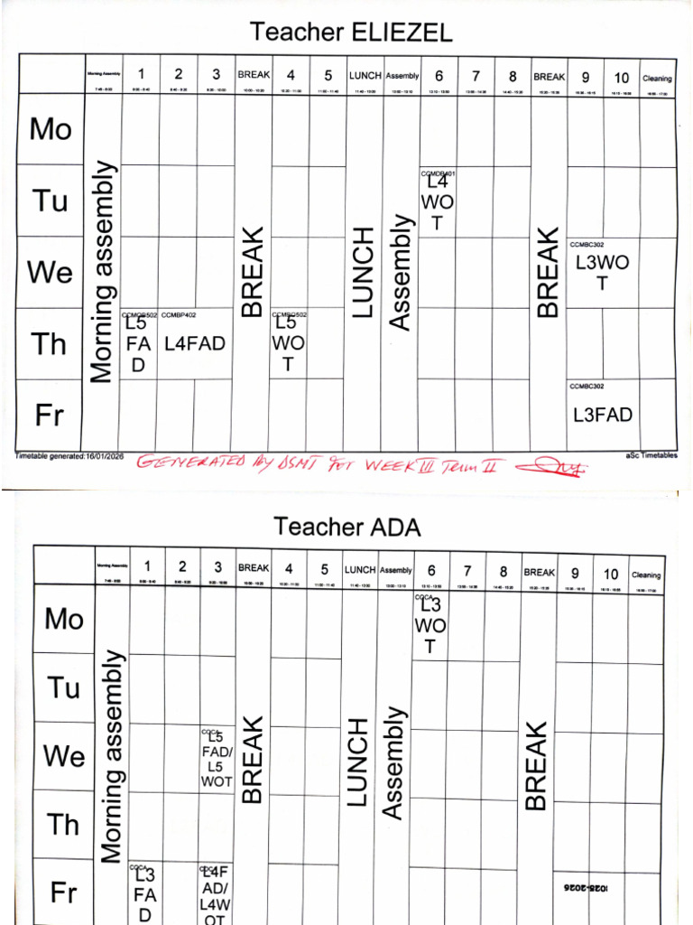 Week 3 Timetables! | PDF