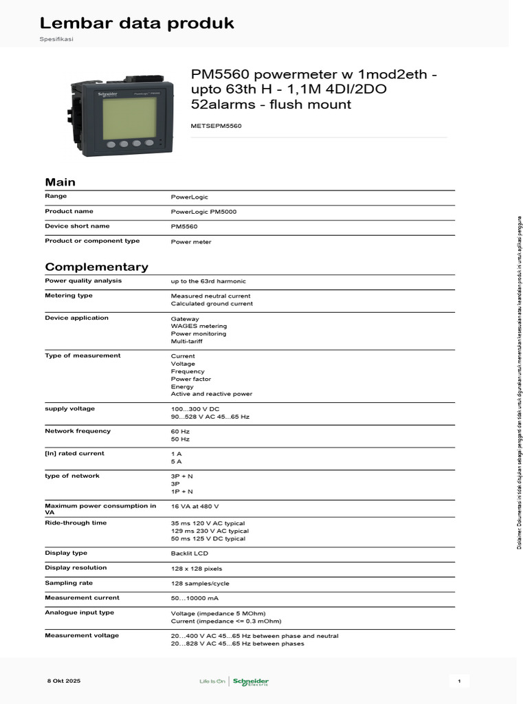 Schneider Electric_PowerLogic-PM5000-Power-Meters_METSEPM5560 | PDF ...