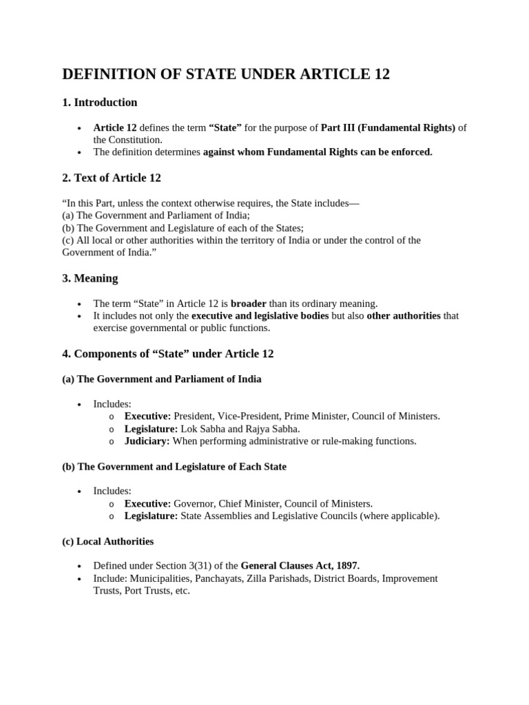 Understanding 'State' in Article 12 | PDF | Government | Justice