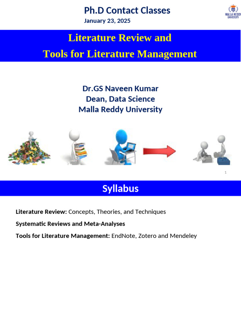 RM-Dr. G S Naveen Kumar-Literature Review and Tools 23-01-25 (1) | PDF ...
