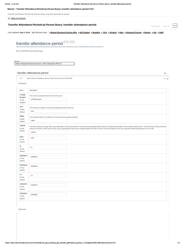 Transfer Attendance Periods API Guide | PDF | Computing | Computer ...