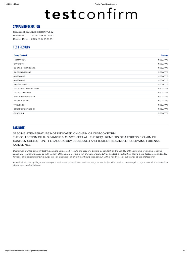 Negative Drug Test Results Summary | PDF | Drug Test | Psychoactive Drugs