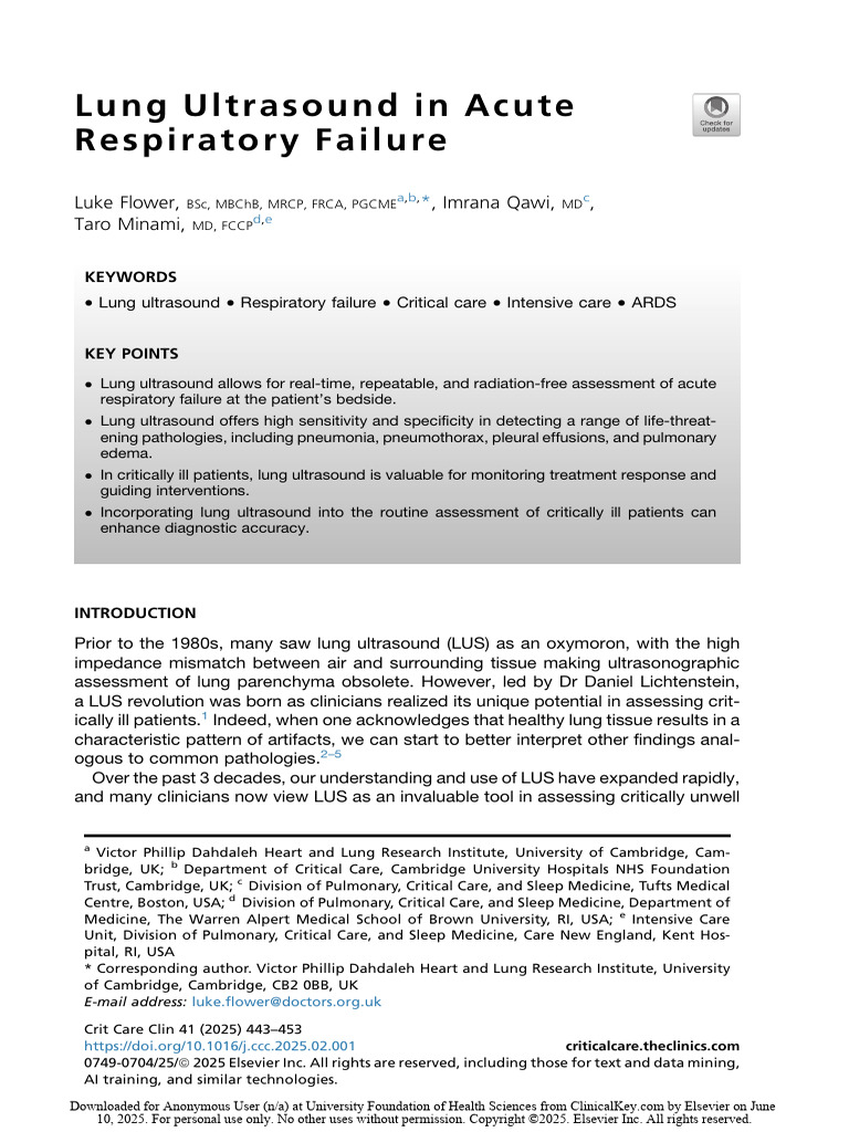 Lung Ultrasound for Acute Respiratory Failure | PDF | Medical Imaging ...
