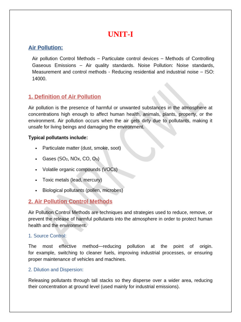 Air Pollution Control Methods Explained | PDF | Particulates | Air ...