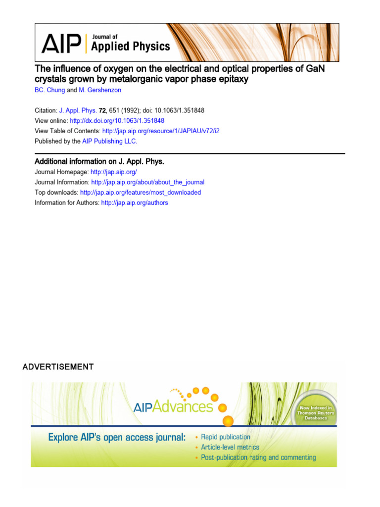 Oxygen's Impact on GaN Properties | PDF | Phases Of Matter | Semiconductors