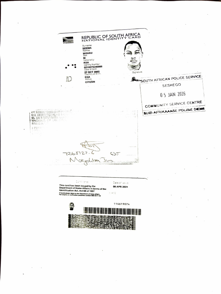 South African Identity Card Details | PDF