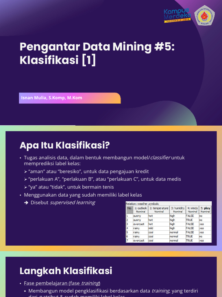 Panduan Klasifikasi dalam Data Mining | PDF