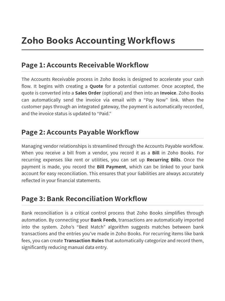 Zoho Books Accounting Workflows Guide | PDF | Accounts Payable | Banks