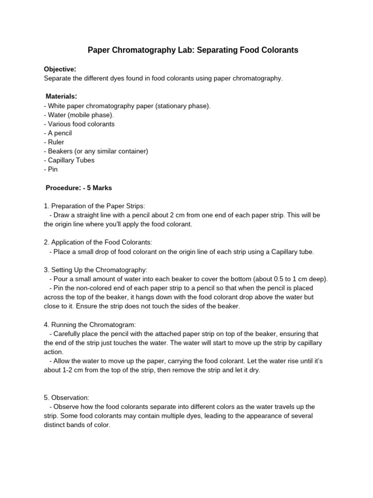 U1 L1 Lab Paper Chromatography Lab (1) | PDF | Chromatography | Unit ...
