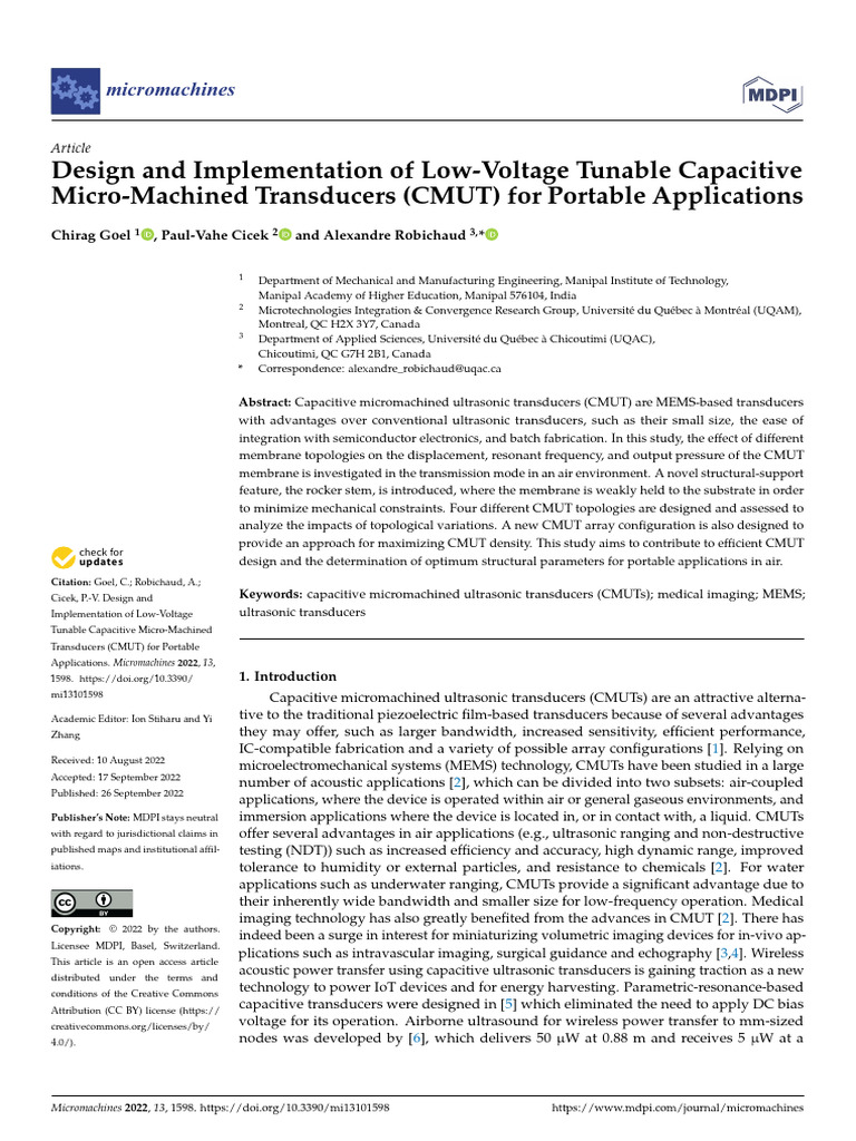 Low-Voltage CMUT Design for Portability | PDF | Resonance | Mechanical ...