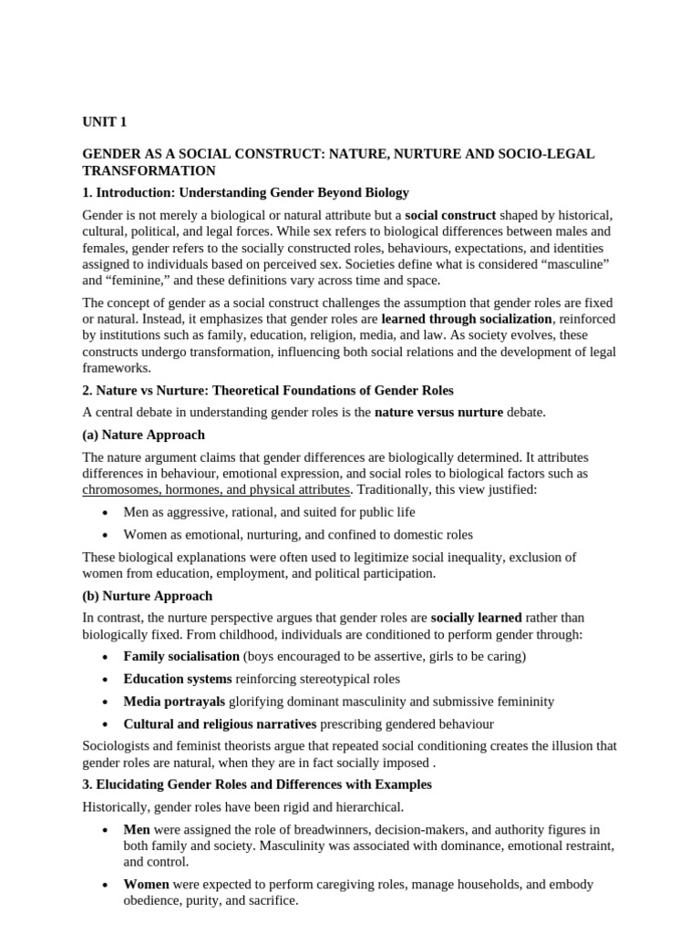 Gender as a Social Construct Explained | PDF | Feminism | Gender Studies