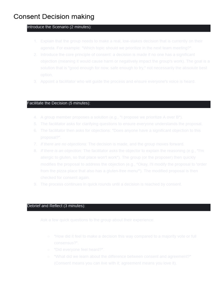 Consent-Based Decision Making Guide | PDF