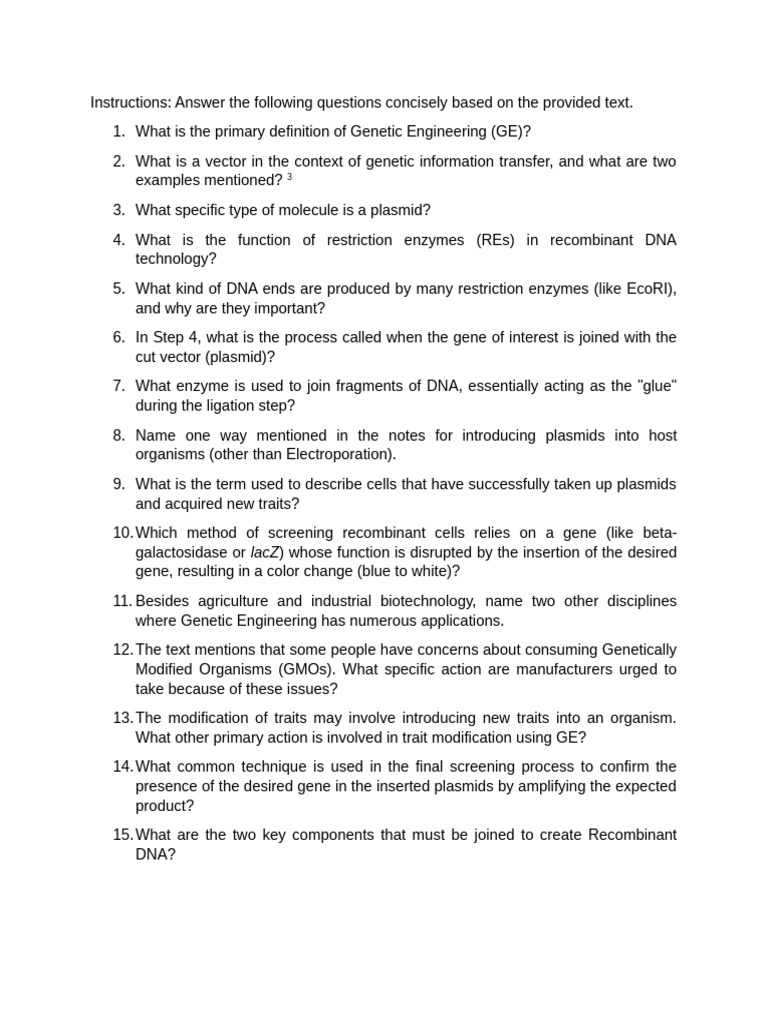 Genetic Engineering: Key Concepts Explained | PDF