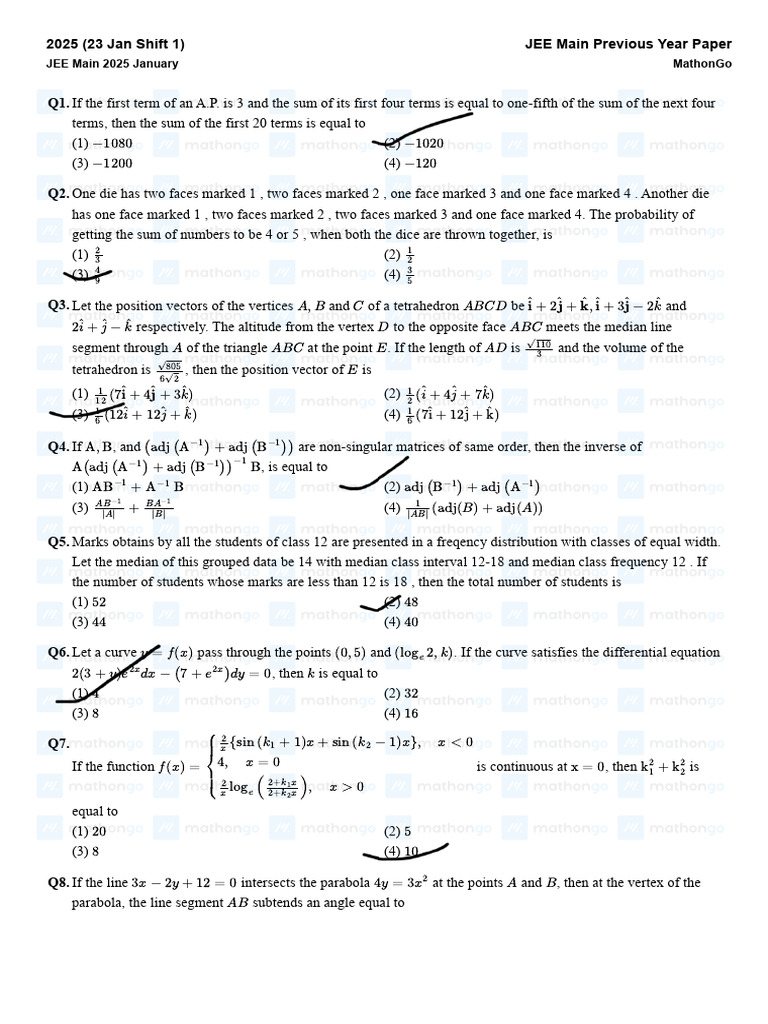 JEE Main 2025 January Math Paper Analysis | PDF | Circle | Geometric Shapes