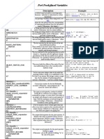 Perl Predefined Variables (Special Variable) Cheat Sheet