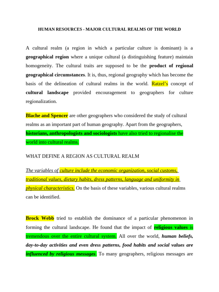Major Cultural Realms of the World | PDF | Western World | Western Culture