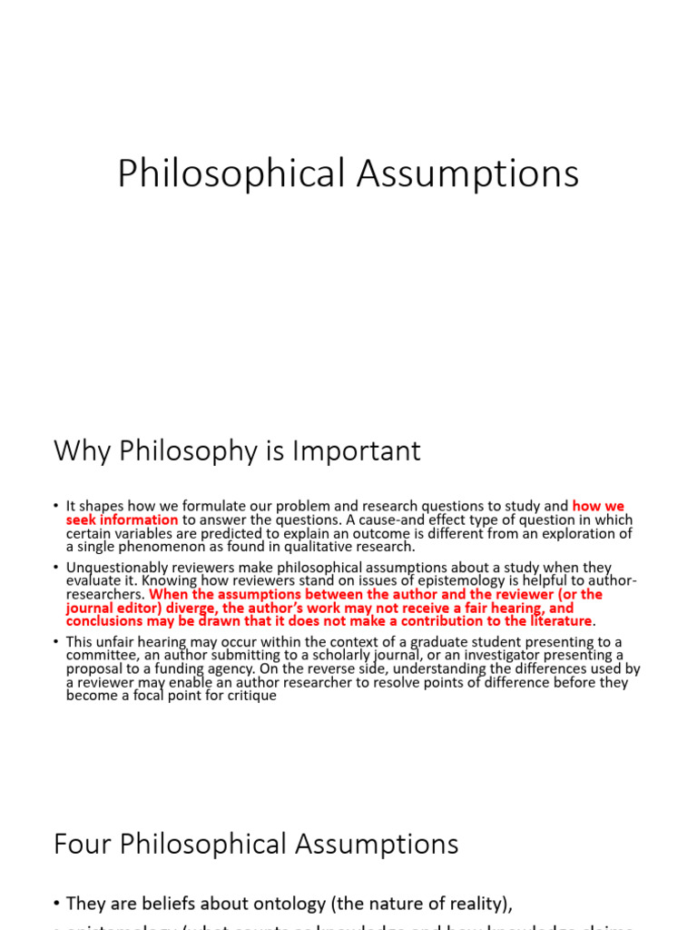 Understanding Philosophical Assumptions in Research | PDF | Reality ...