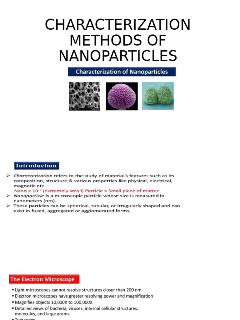 Characterization Methods of Nanoparticles | PDF