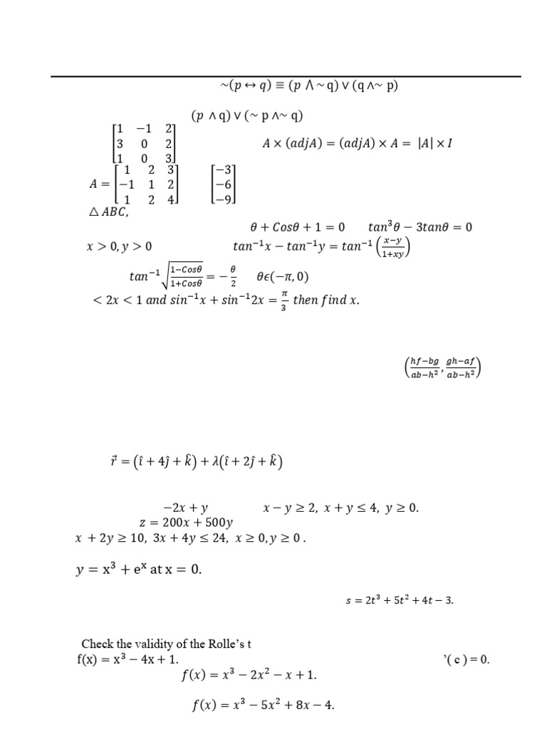 Mathematics Practical Questions for XII-Sci | PDF | Cartesian ...