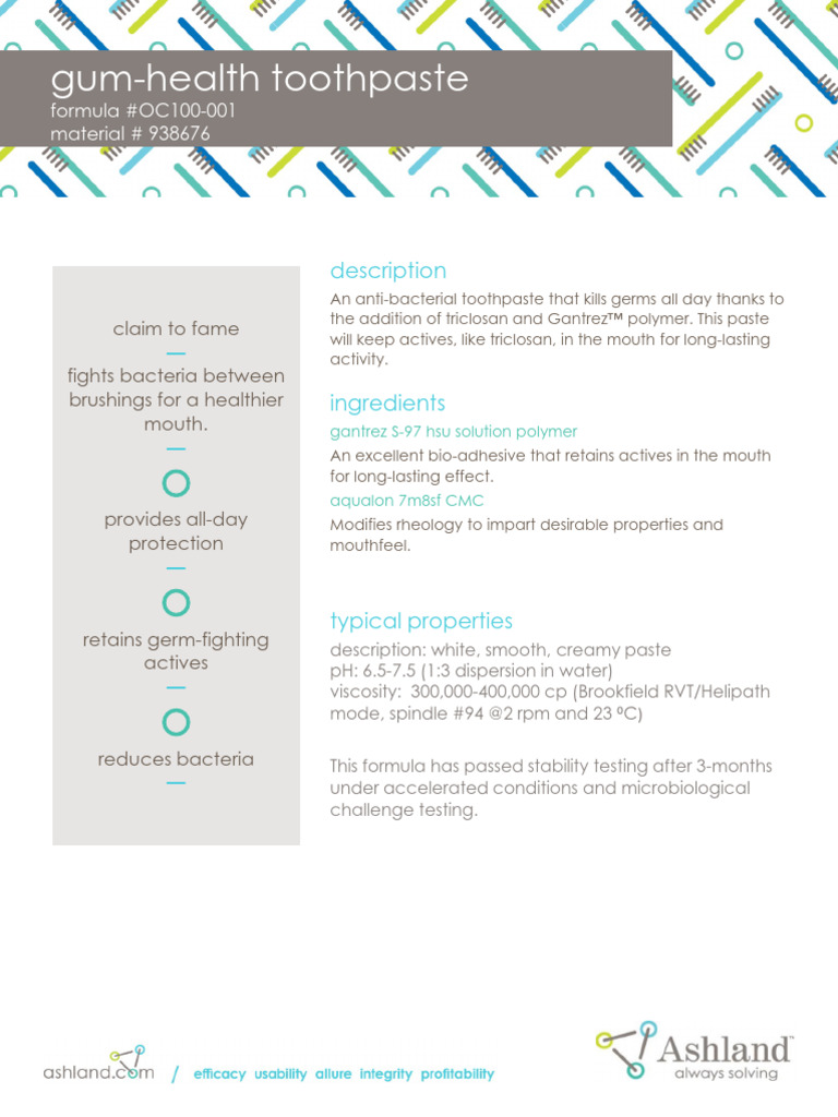 Gum-health Toothpaste Formulation Vf | PDF | Chemical Substances ...