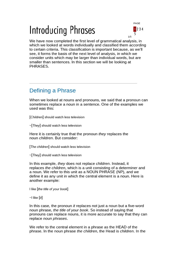 Understanding Phrase Structure in Grammar | PDF | Phrase | Noun