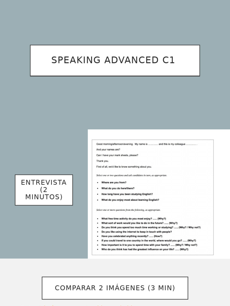 C1 Speaking Exam: Image Comparison Tips | PDF | Psychological Concepts