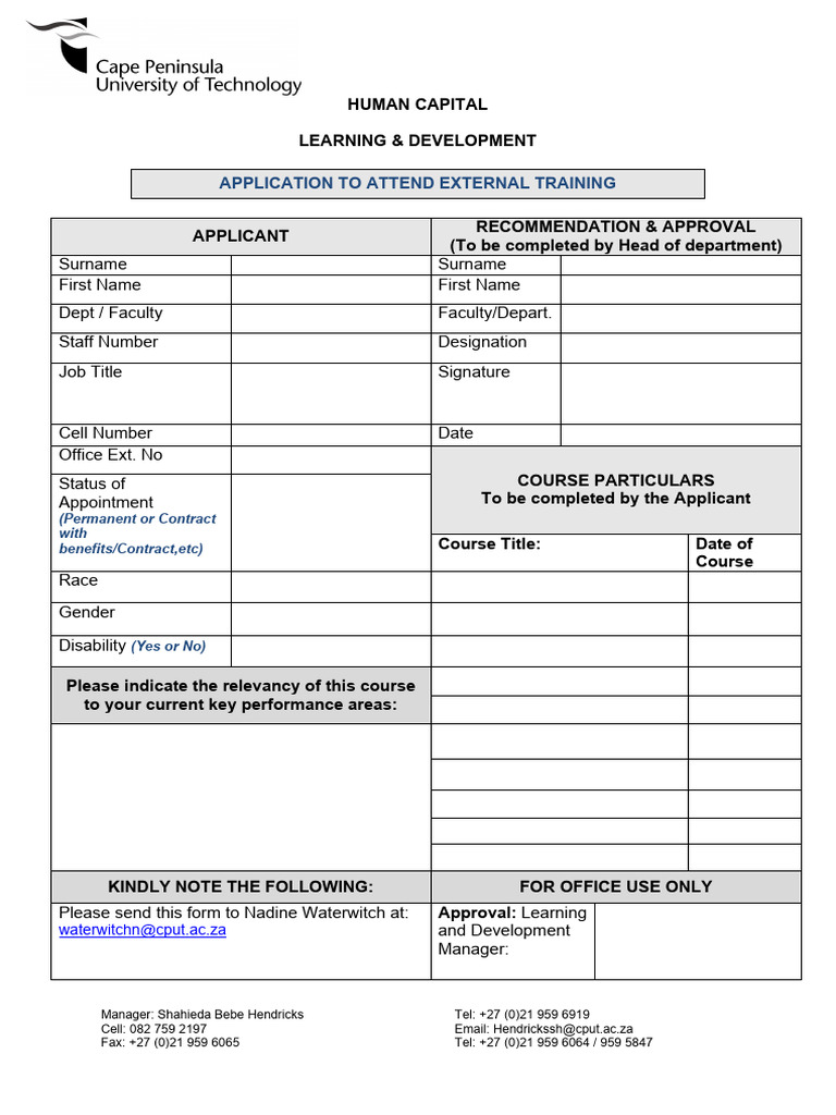 External Training Application Form | PDF