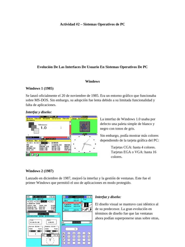 Evolución de Interfaces en Sistemas Operativos | PDF | Microsoft ...