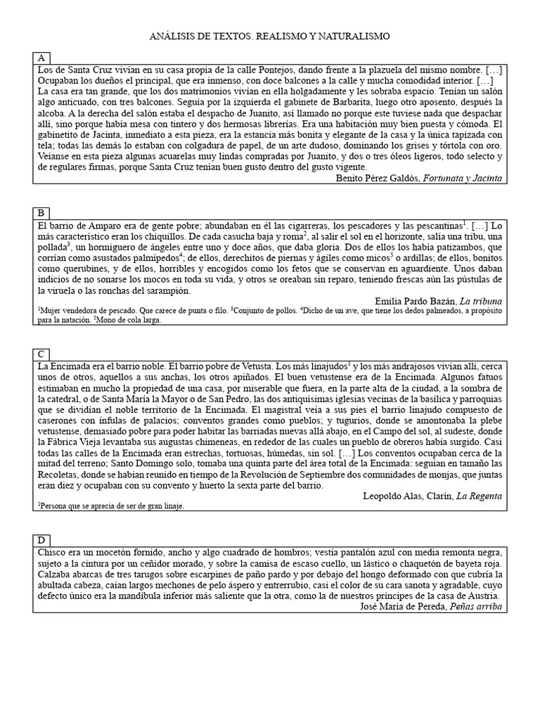 An%C3%A1lisis de Texto Literario. Realismo y Naturalismo | PDF