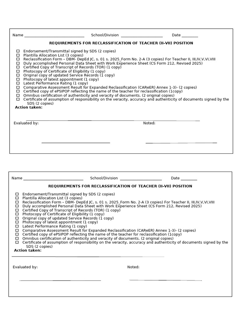 Teacher Reclassification Requirements | PDF