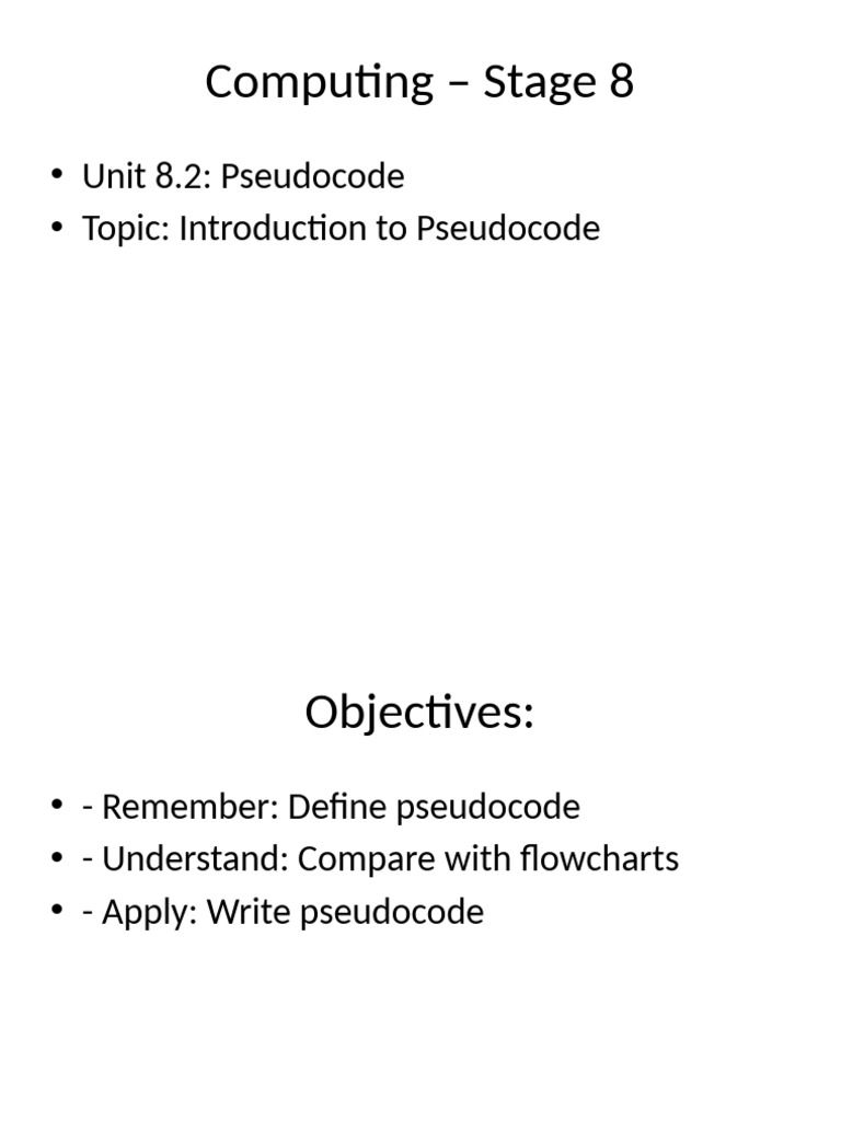 Introduction to Pseudocode in Computing | PDF