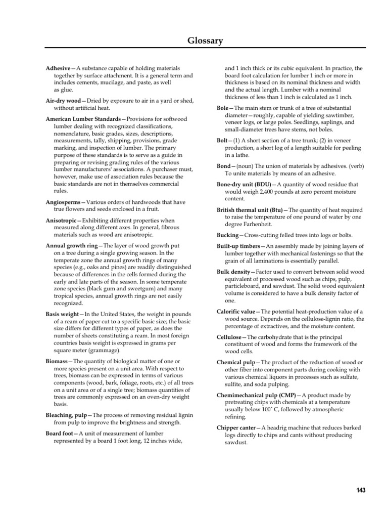 Wood Industry Terminology Glossary | PDF | Wood | Lumber