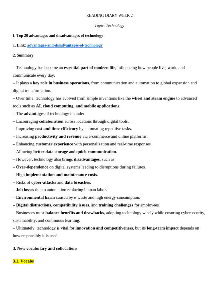 Reading Diary Week 2 | PDF | Augmented Reality | Automation