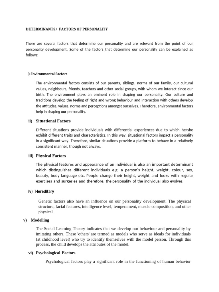 Factors Influencing Personality Development | PDF | Gender | Gender Studies