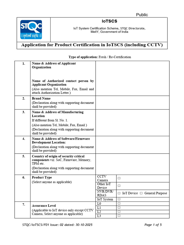 Application for Product Certification_產品認證申請書 | PDF | Evaluation ...