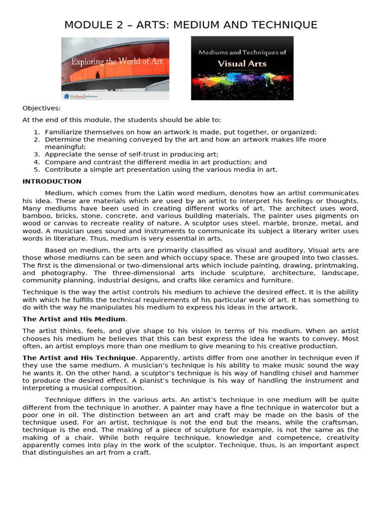 404202511011839221MODULE 2 Lesson 1 Medium of Visual Arts | PDF | Oil ...