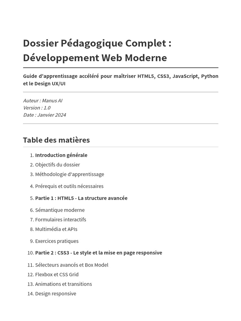 Guide Complet Développement Web Moderne | PDF | Html | Internet