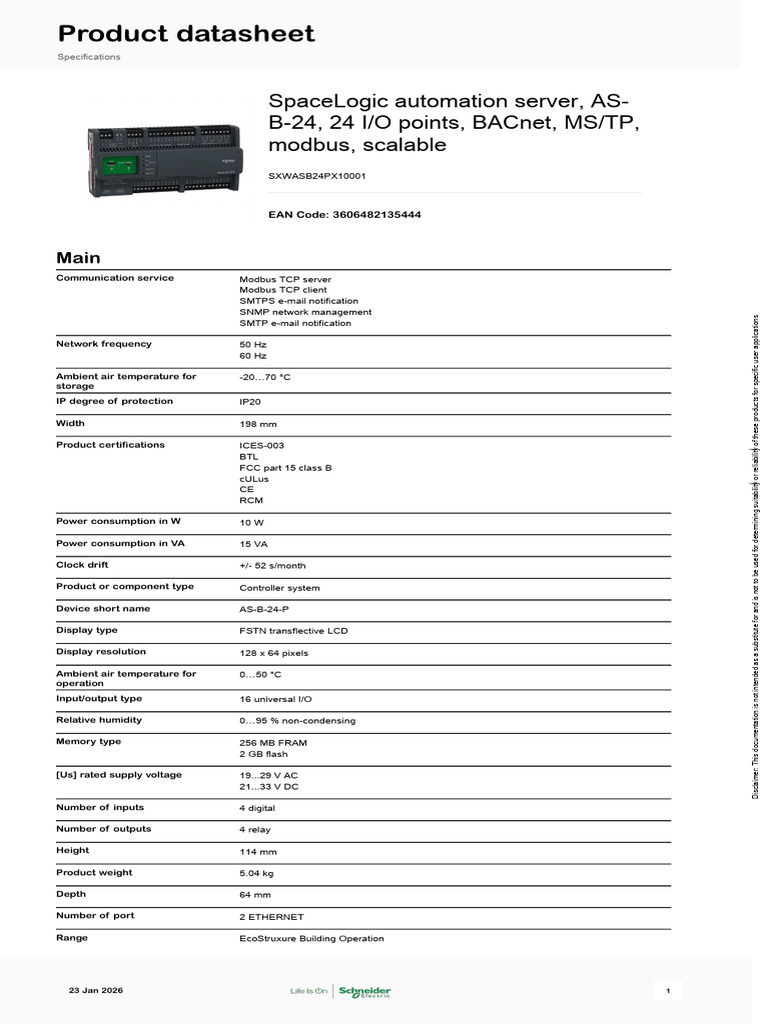 SpaceLogic AS-B-24 Automation Server | PDF | Computer Networking ...