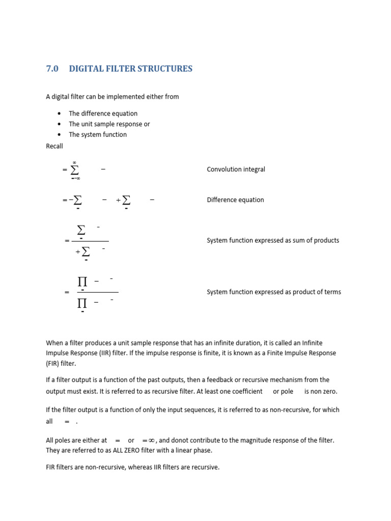 Digital Filter Structures Explained | PDF | Signal Processing | Algorithms