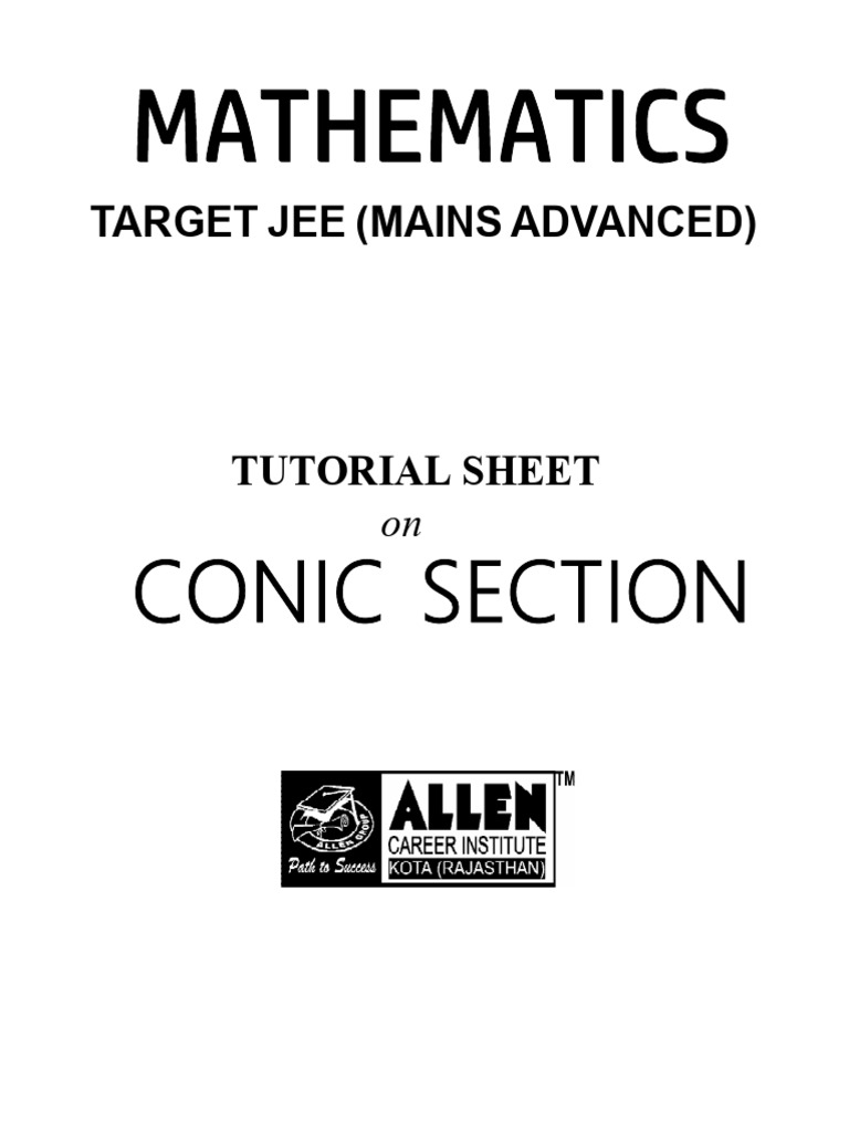 JEE Conic Sections: Parabola Exercises | PDF | Ellipse | Perpendicular