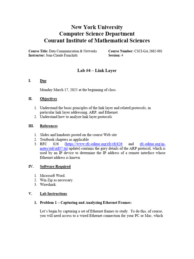 Lab #4 - Link Layer | PDF | Internet Protocols | Ethernet