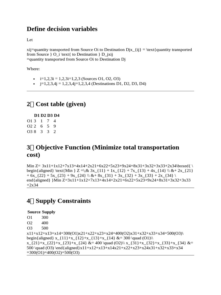 Transportation Problem Model Formulation | PDF | Algorithms | Applied ...
