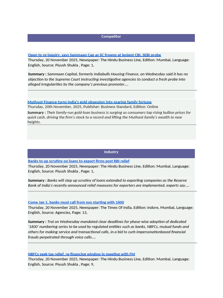 track format | PDF | Banks | Non Bank Financial Institution