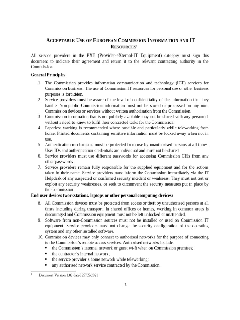 Guidelines for Using EU Commission IT Resources | PDF | Password ...
