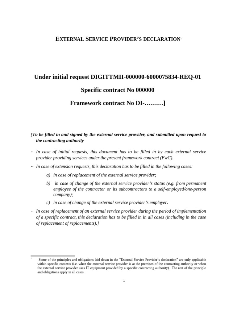 External Service Provider Declaration Form | PDF | Computer Network ...