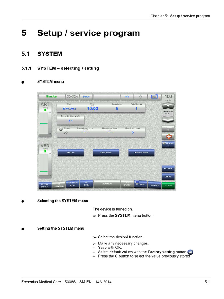 Fresenius 5008S Setup & Service Guide | PDF | Menu (Computing) | Button ...