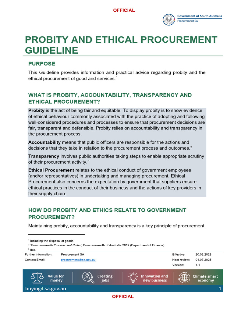 Ethical Procurement Guidelines SA | PDF | Procurement | Audit