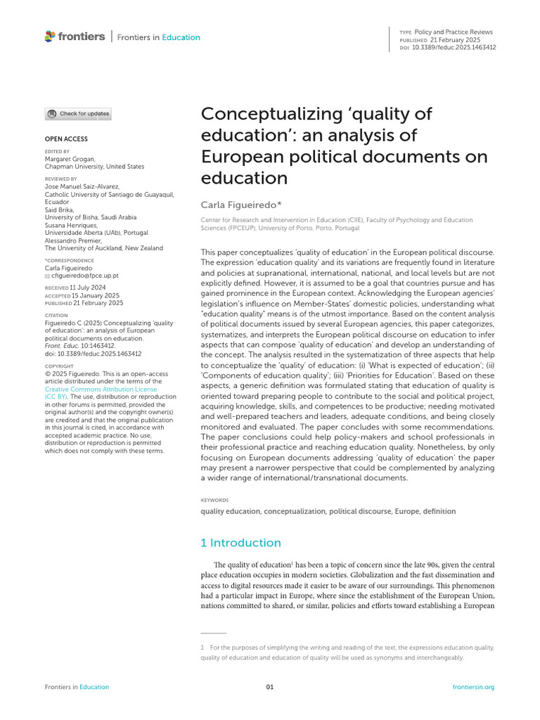 Analyzing Quality of Education in Europe | PDF | Programme For ...