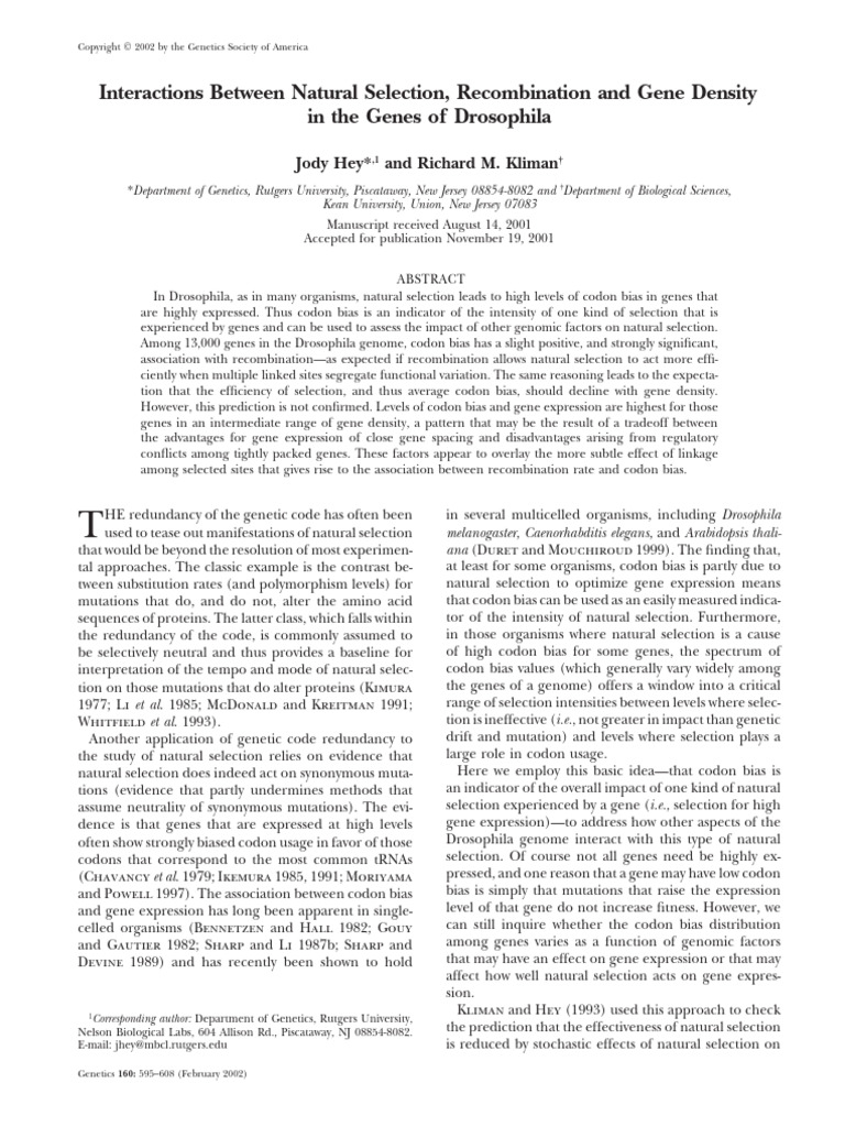 Drosophila Codon Bias and Selection Factors | PDF | Gene | Genetic Linkage