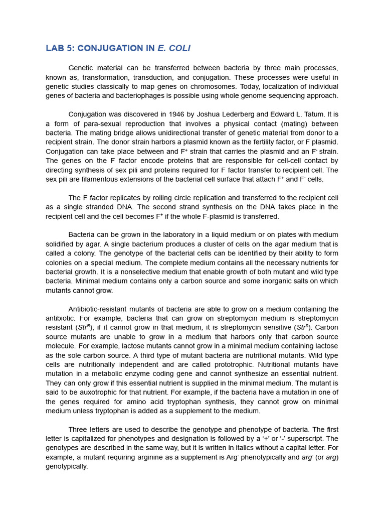 Bio254 LAB5 Manual | PDF | Growth Medium | Bacteria